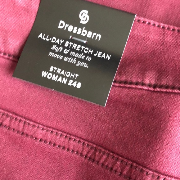 Dress Barn Burgundy All Day Stretch Straight Jeans - Picture 9 of 10